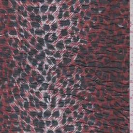 1 1/8 YD PC-Rust/Black Cheetah Print Pucker Knit Fabric