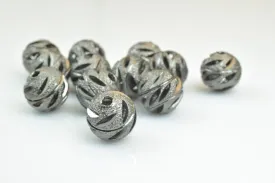 100 PCs Gun Metal Plated Black Carved Round Beads 6mm/8mm/10mm Diamond Cut For Jewelry Making