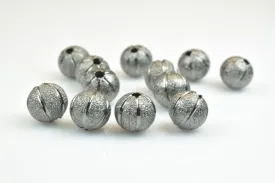 100 PCs Gun Metal Plated Black Carved Round Beads 8mm Watermelon Diamond Cut For Jewelry Making