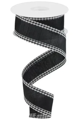 1.5" Black Gingham Edge Ribbon: Black (10 Yards)