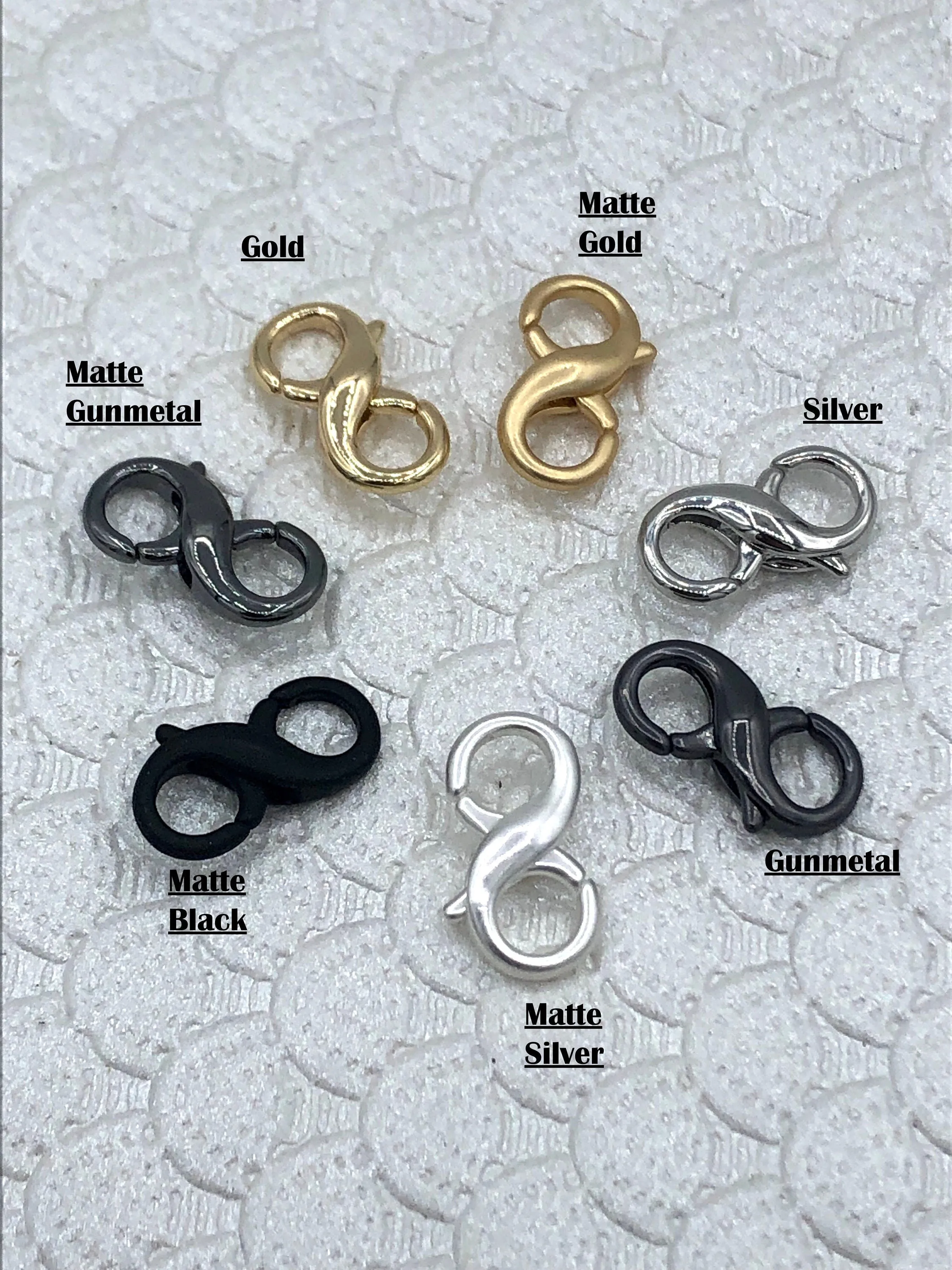 18mm Double Opening Infinity Figure 8 clasp for Easy Connectors, Spring Hook Lobster Clasp, Jewelry Clasps ,Brass Clasp,  colors Fast Ship