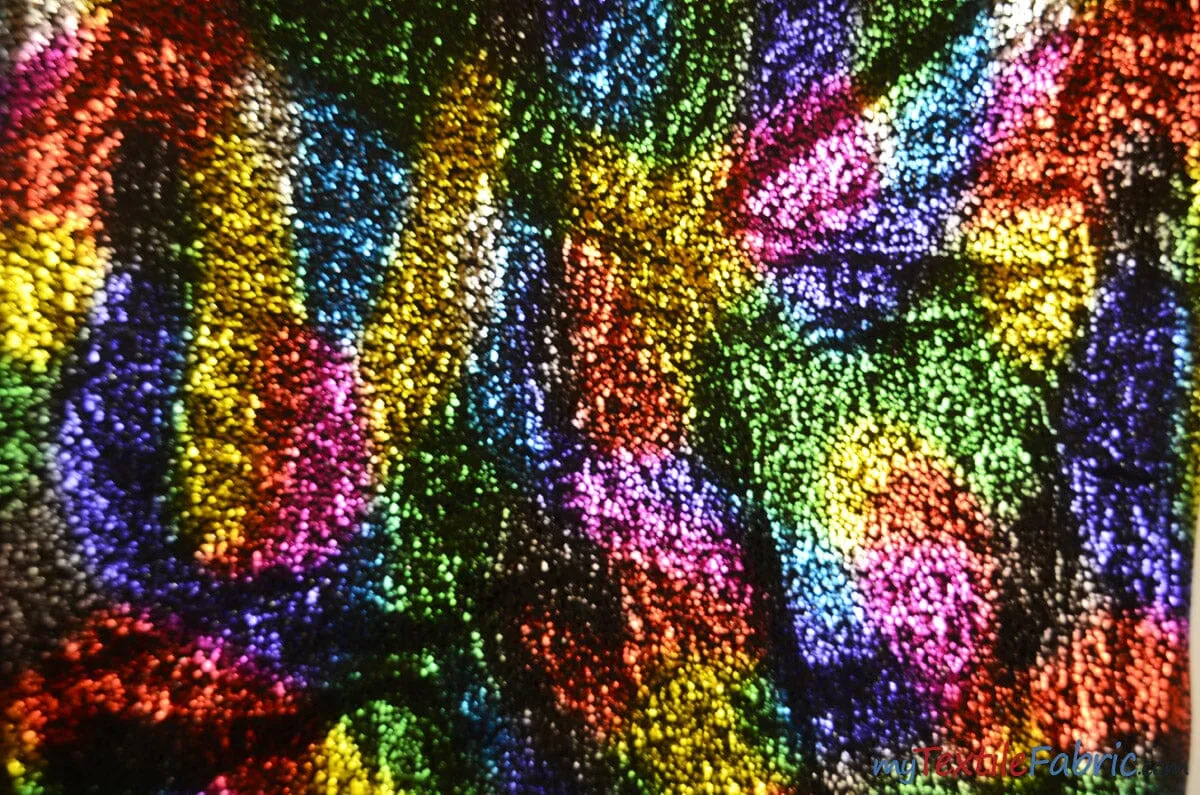 4 Way Stretch Dancewear Fabric | Pebbles Hologram Spandex | 58/60" Wide | Multiple Colors |