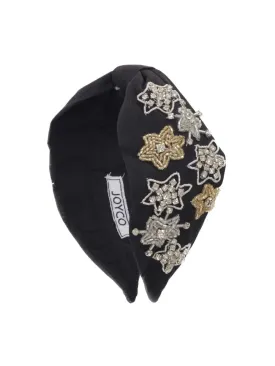 Agata Black Bead Embroidered Women Headband