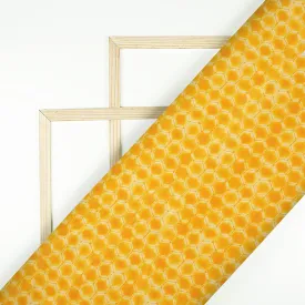 Amber Yellow Geometric Pattern Digital Print Crepe Silk Fabric