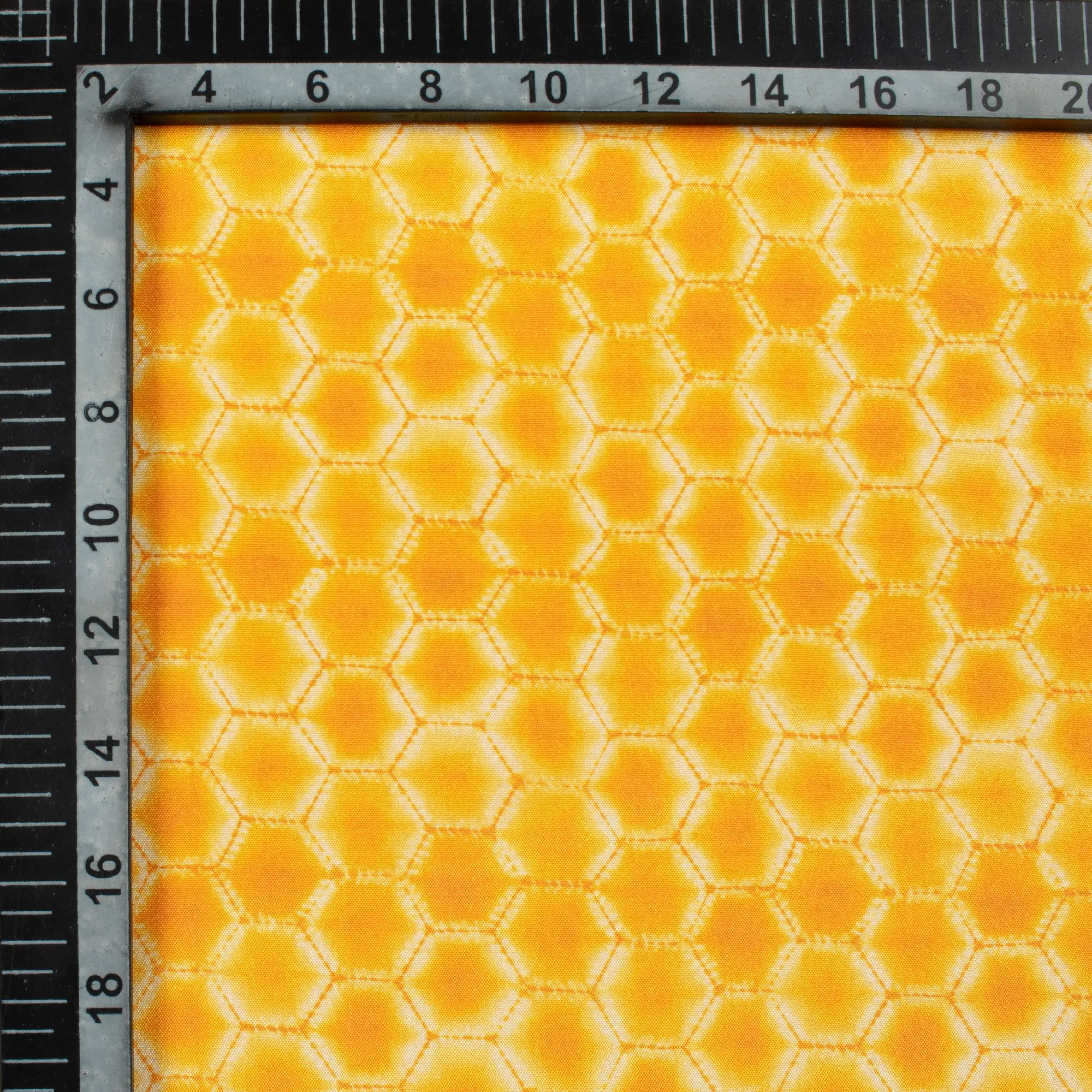 Amber Yellow Geometric Pattern Digital Print Crepe Silk Fabric