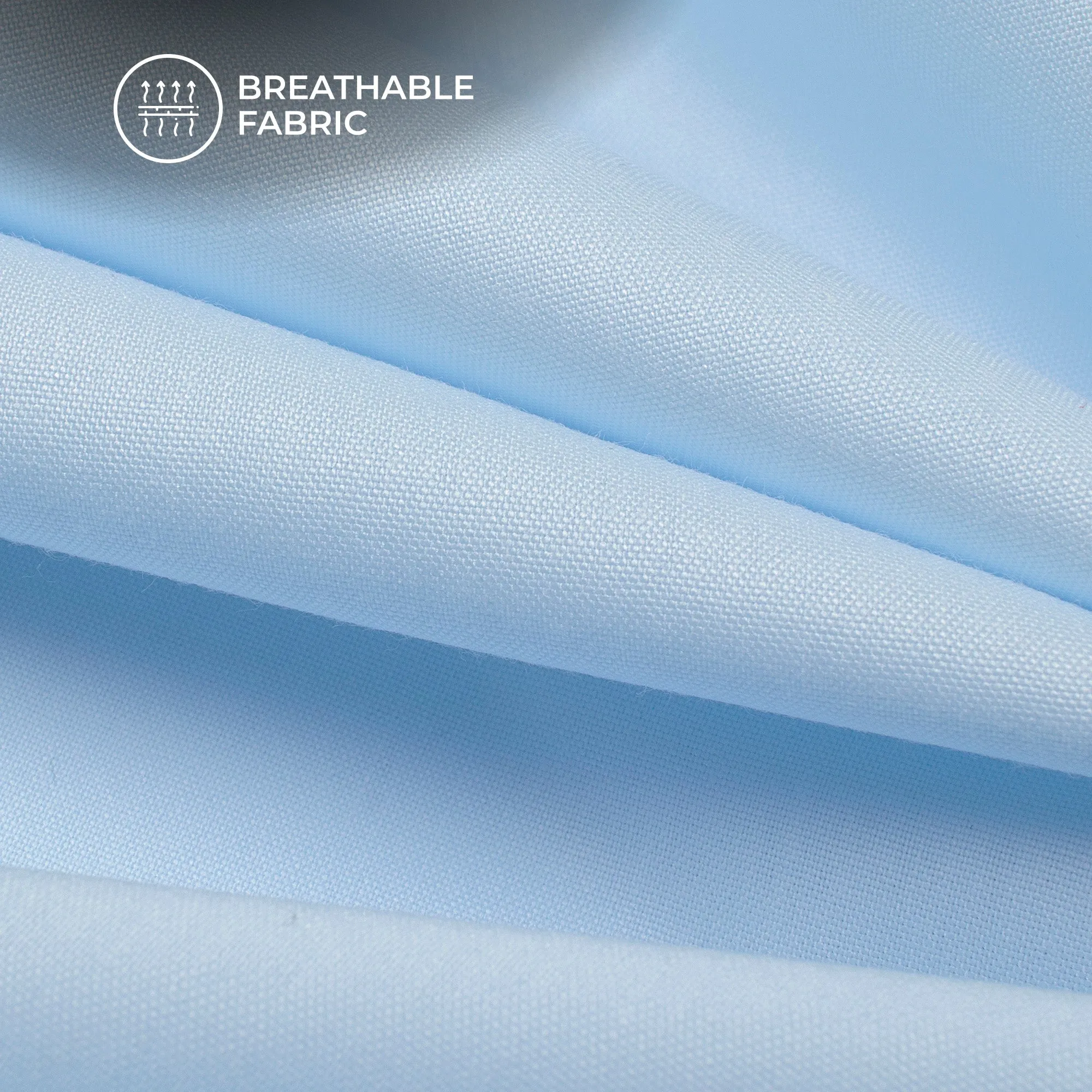 Arctic Blue Plain Soft Touch Cotton Shirting Fabric (Width 58 Inches)
