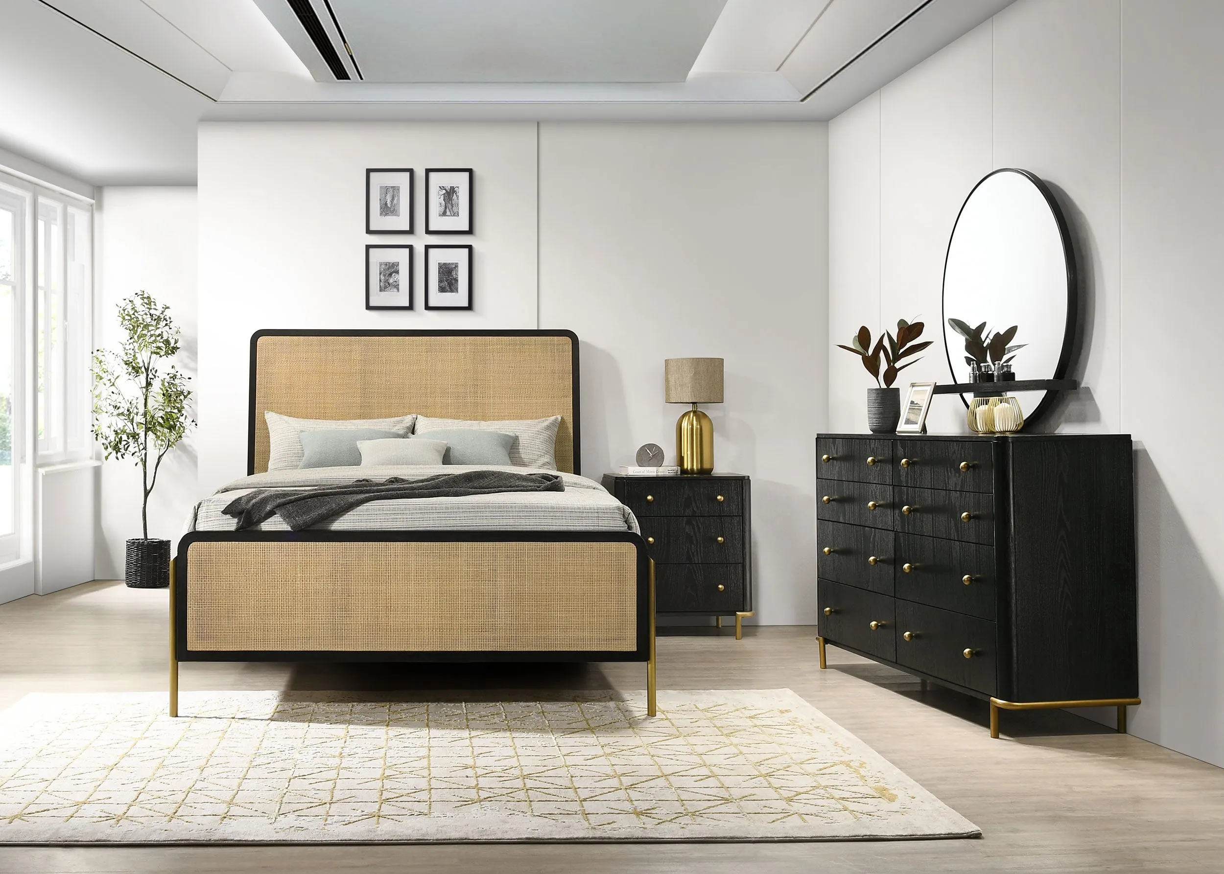 Arini 4-piece Queen Bedroom Set Black and Natural