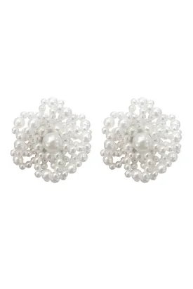 Audrina Pearl Flower Statement Earrings