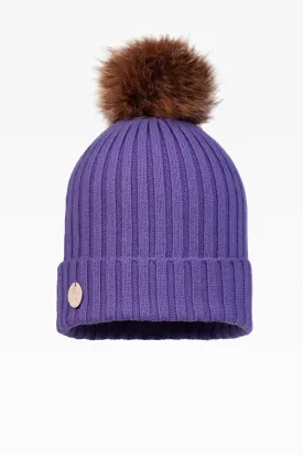 Ava Rib Pom Pom Hat - Faux Fur