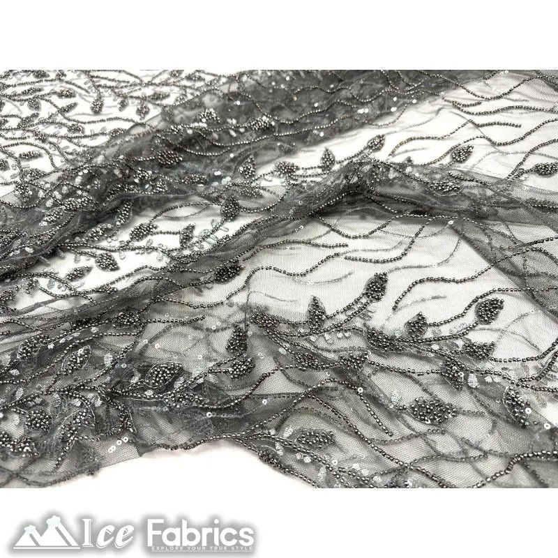 Beautiful Embroidery Floral Lace Sequin Beaded Fabric