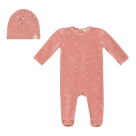 Bebe Bella Pink Firefly Printed Velour Footie