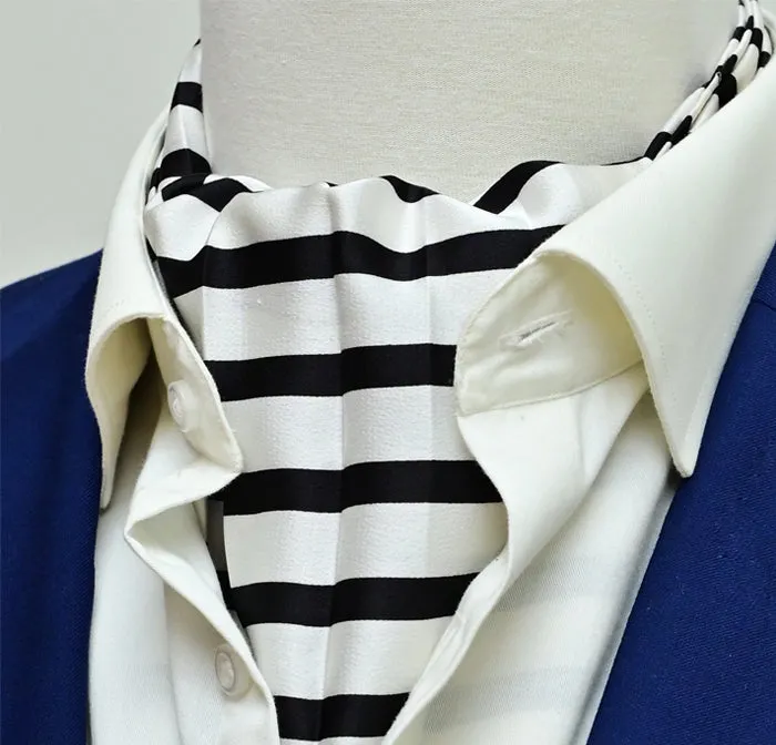 Black & White Stripes Silk Ascots