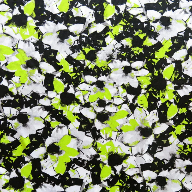 Black, Lime, and Grey Abstract Nylon Spandex Swimsuit Fabric