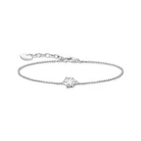 Bracelet with white drop-shaped pedant - silver