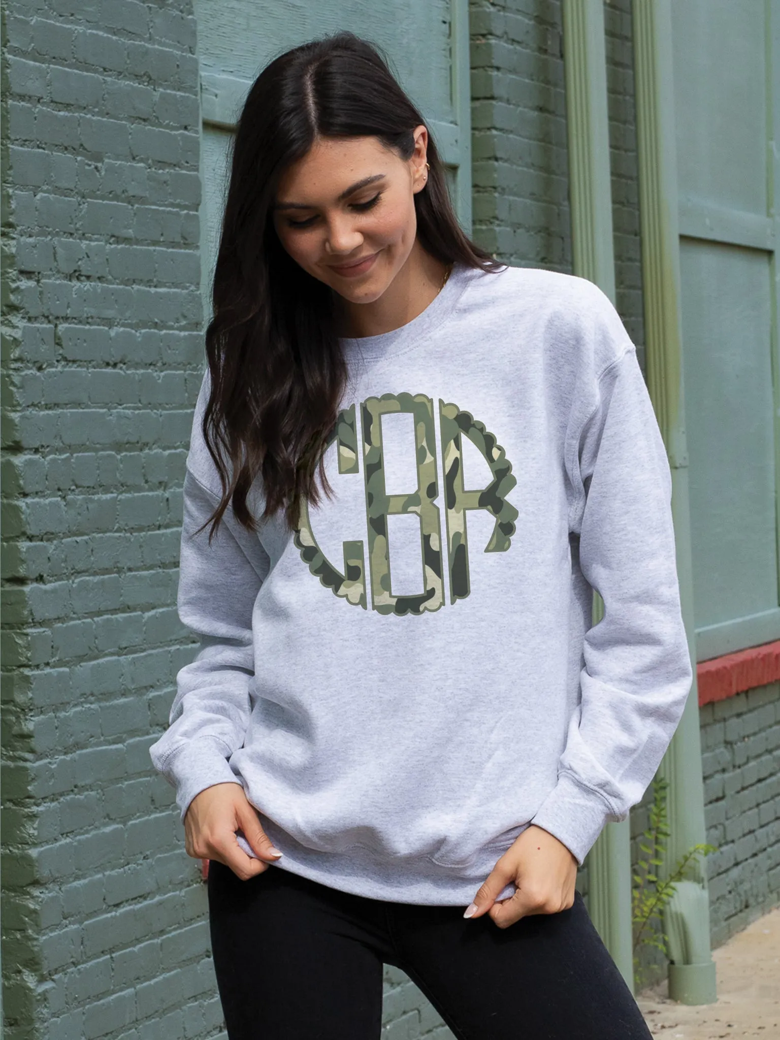 Camo Monogram Sweatshirt - Grey