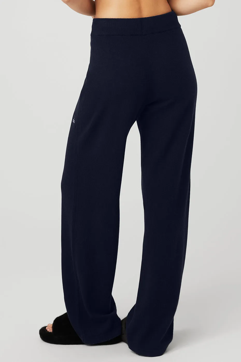 Luxurious Cashmere High-Waist Wide Leg Jet Set Pants - Elegant Navy