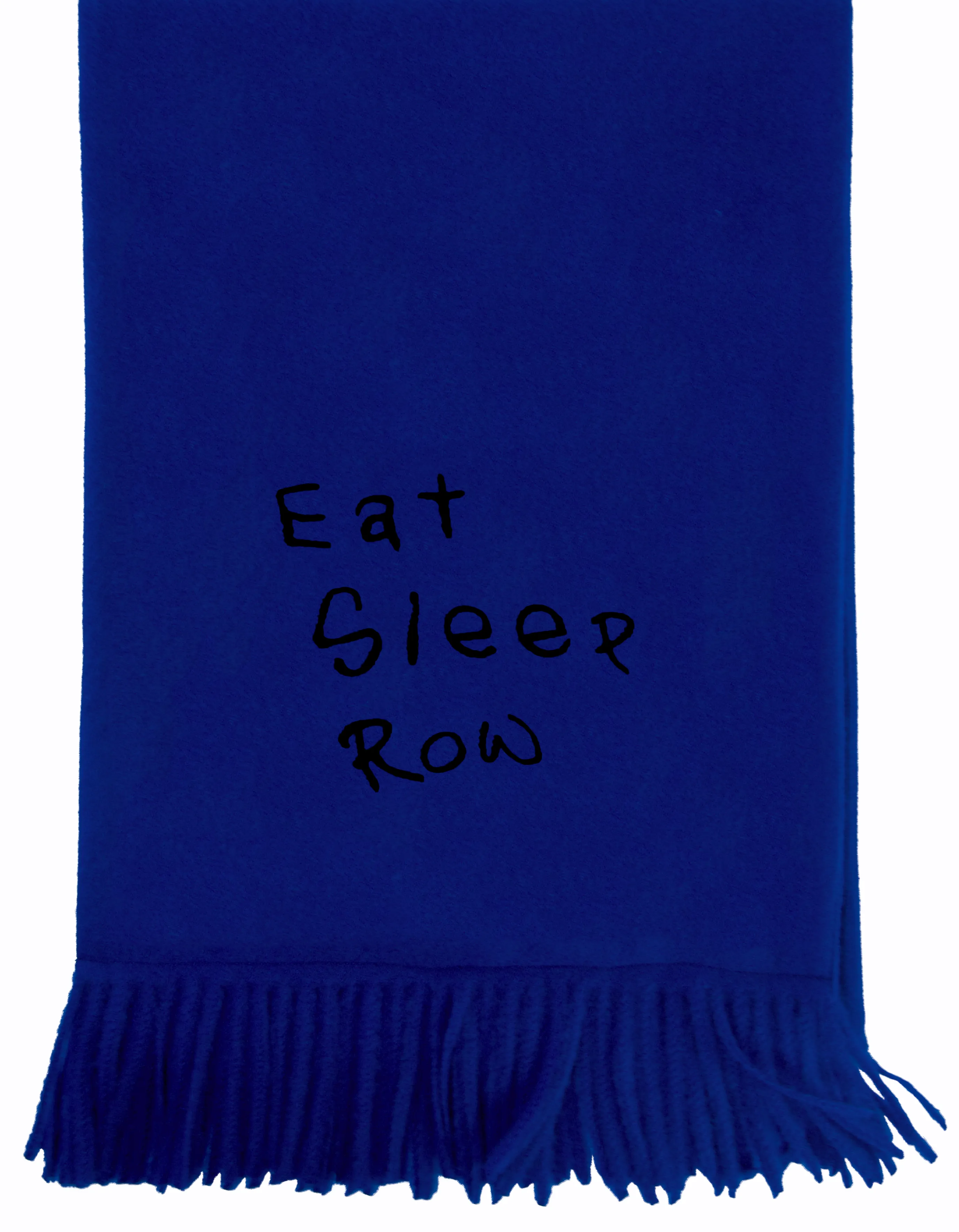 Cashmere scarf with black embroidered Eat, Sleep, Row