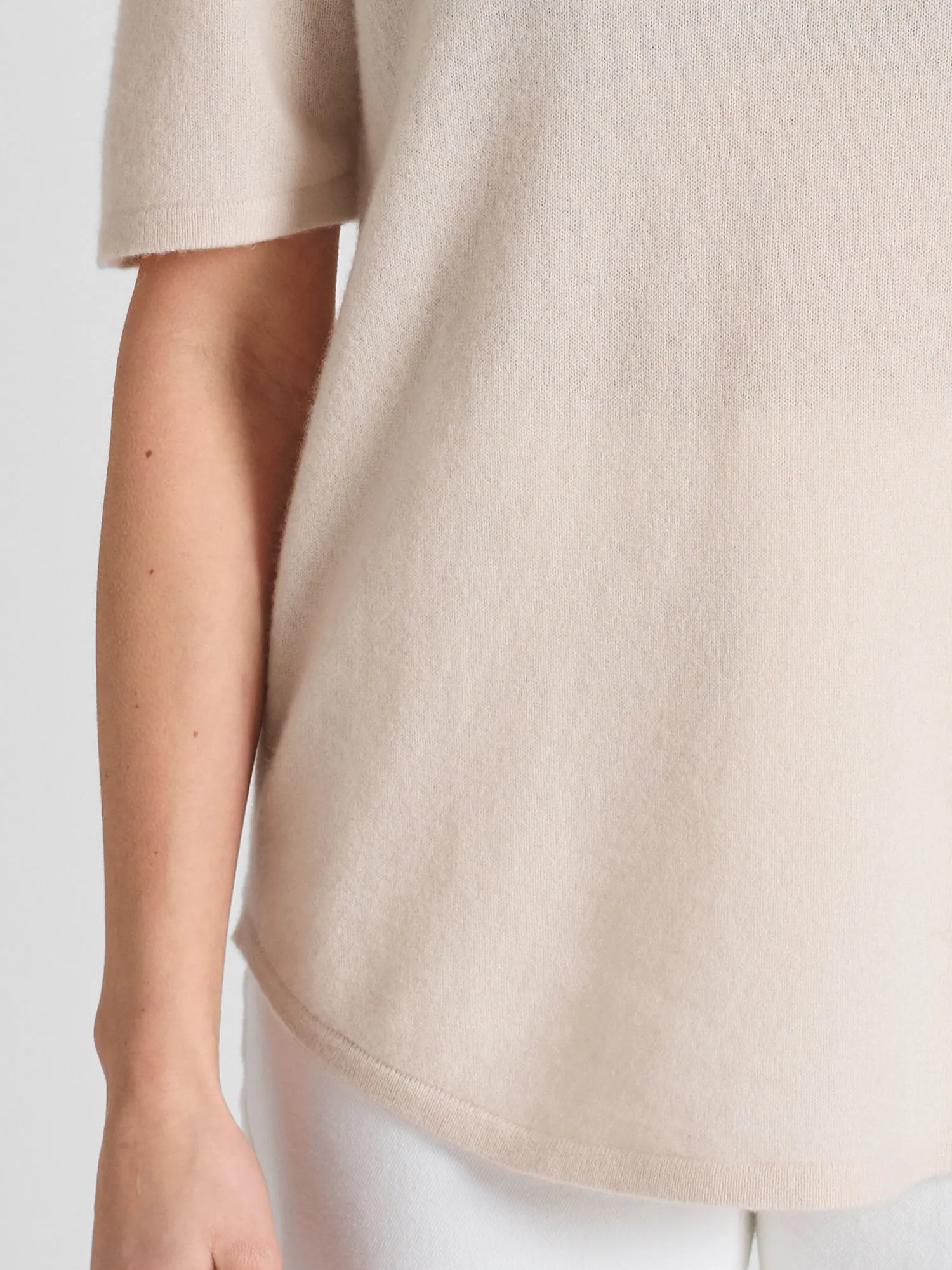 Cashmere T-shirt "Iben" - pearl