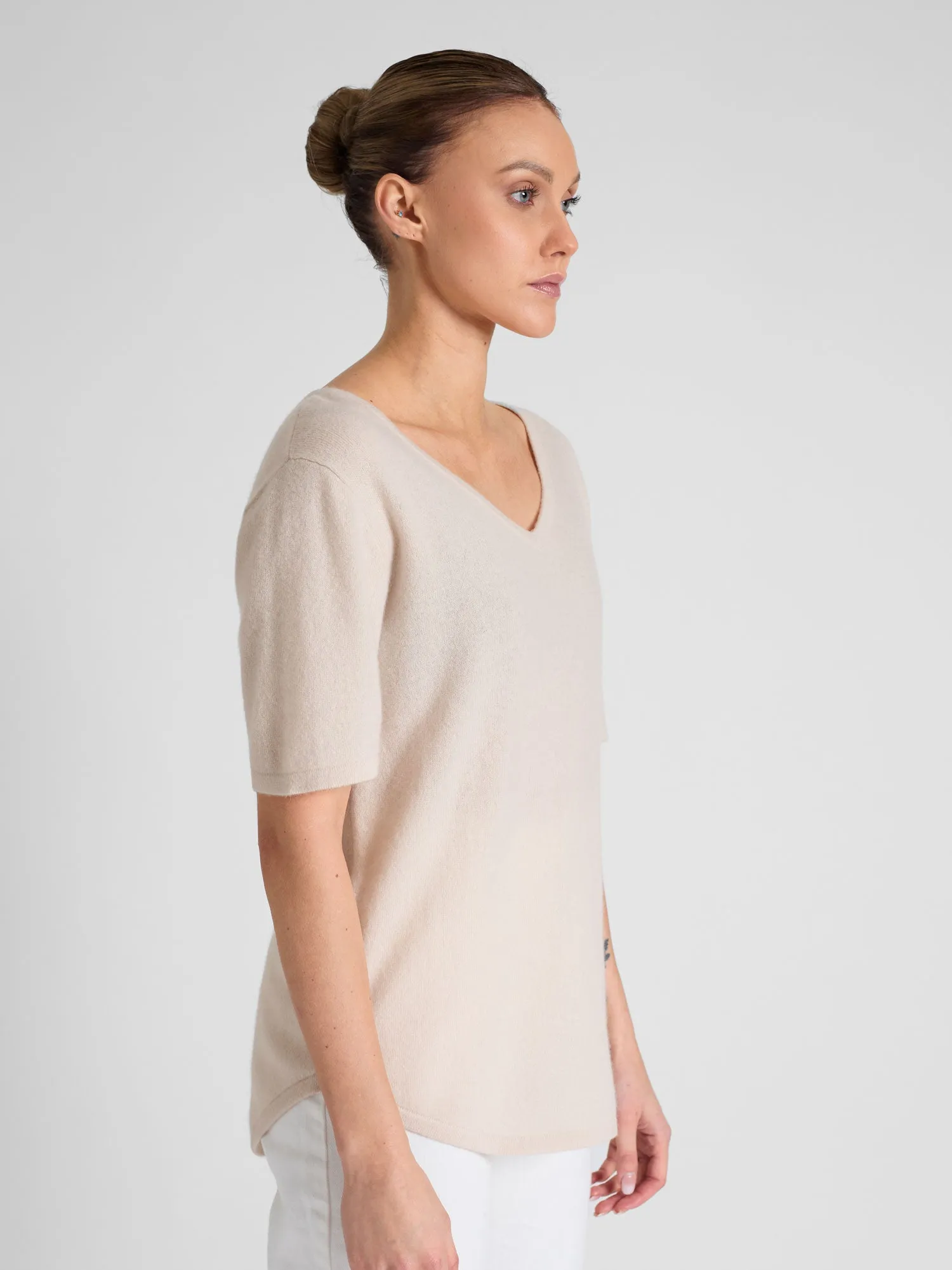 Cashmere T-shirt "Iben" - pearl