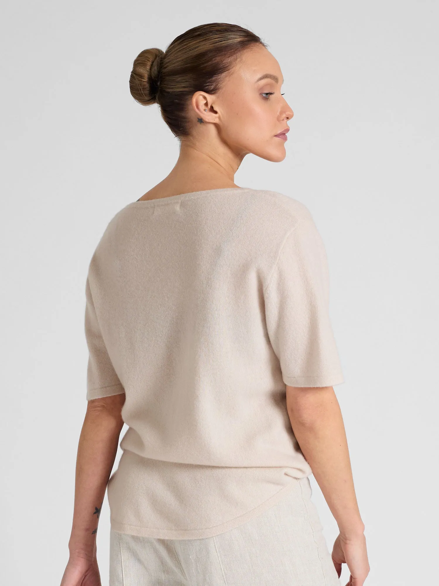 Cashmere T-shirt "Iben" - pearl