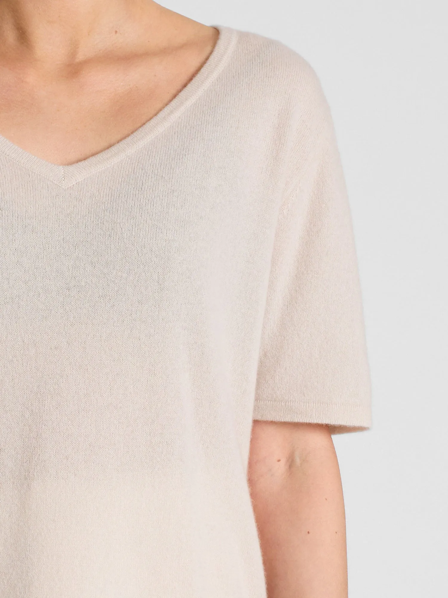 Cashmere T-shirt "Iben" - pearl