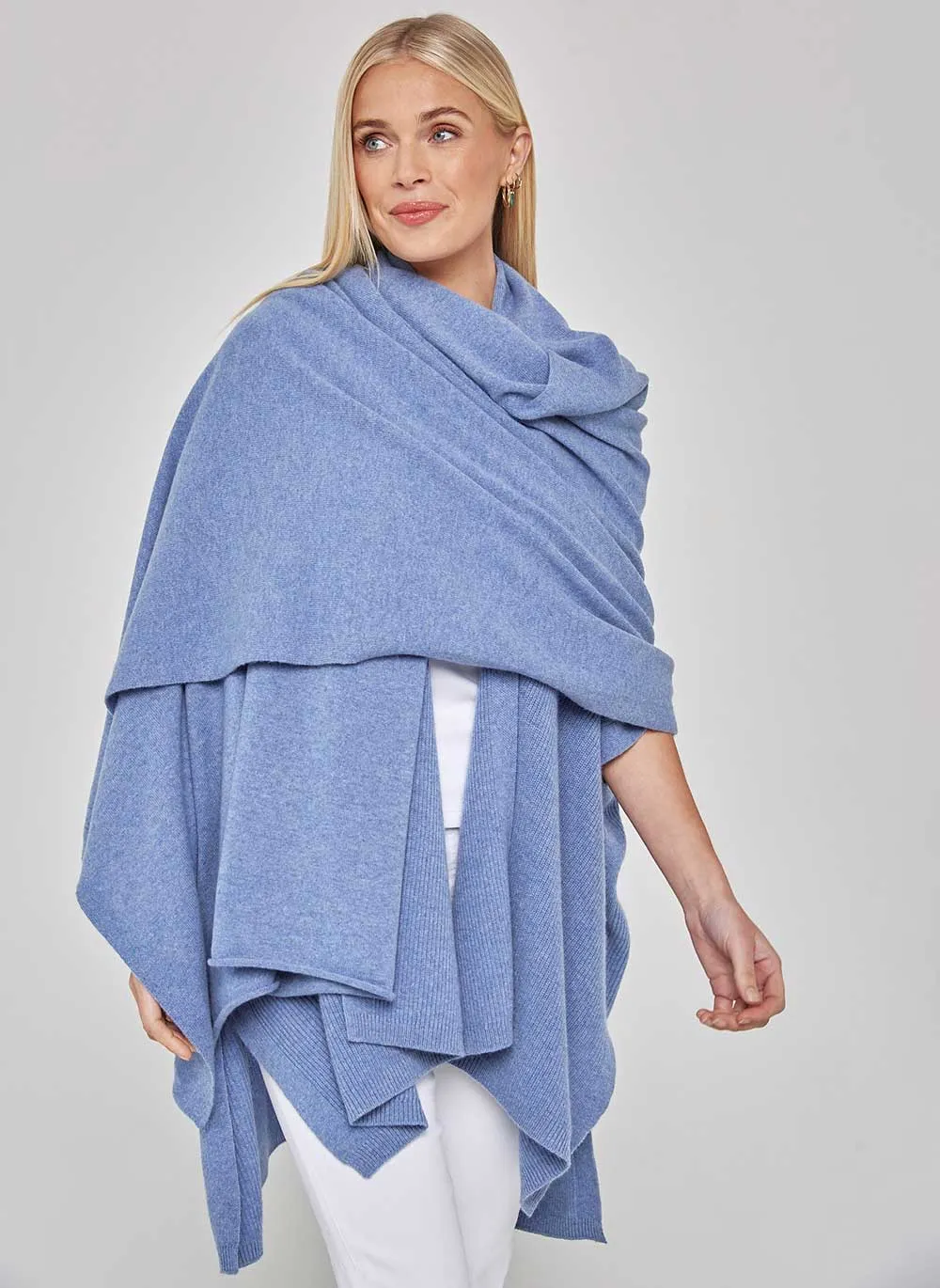 Cashmere Travel Wrap - Blue Melange