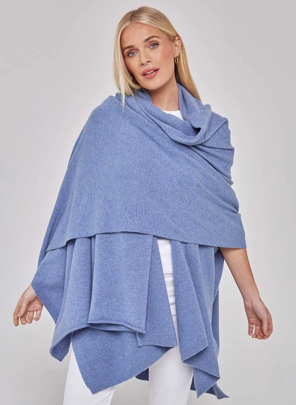 Cashmere Travel Wrap - Blue Melange