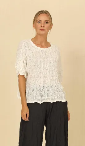 Catalyna White Knit Short Sleeve Top