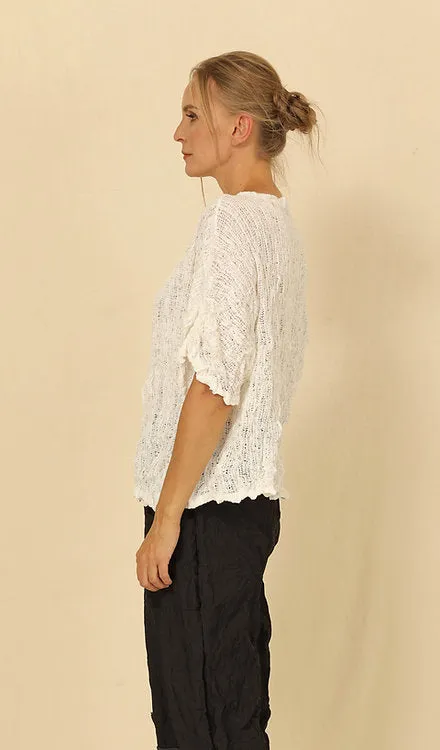 Catalyna White Knit Short Sleeve Top