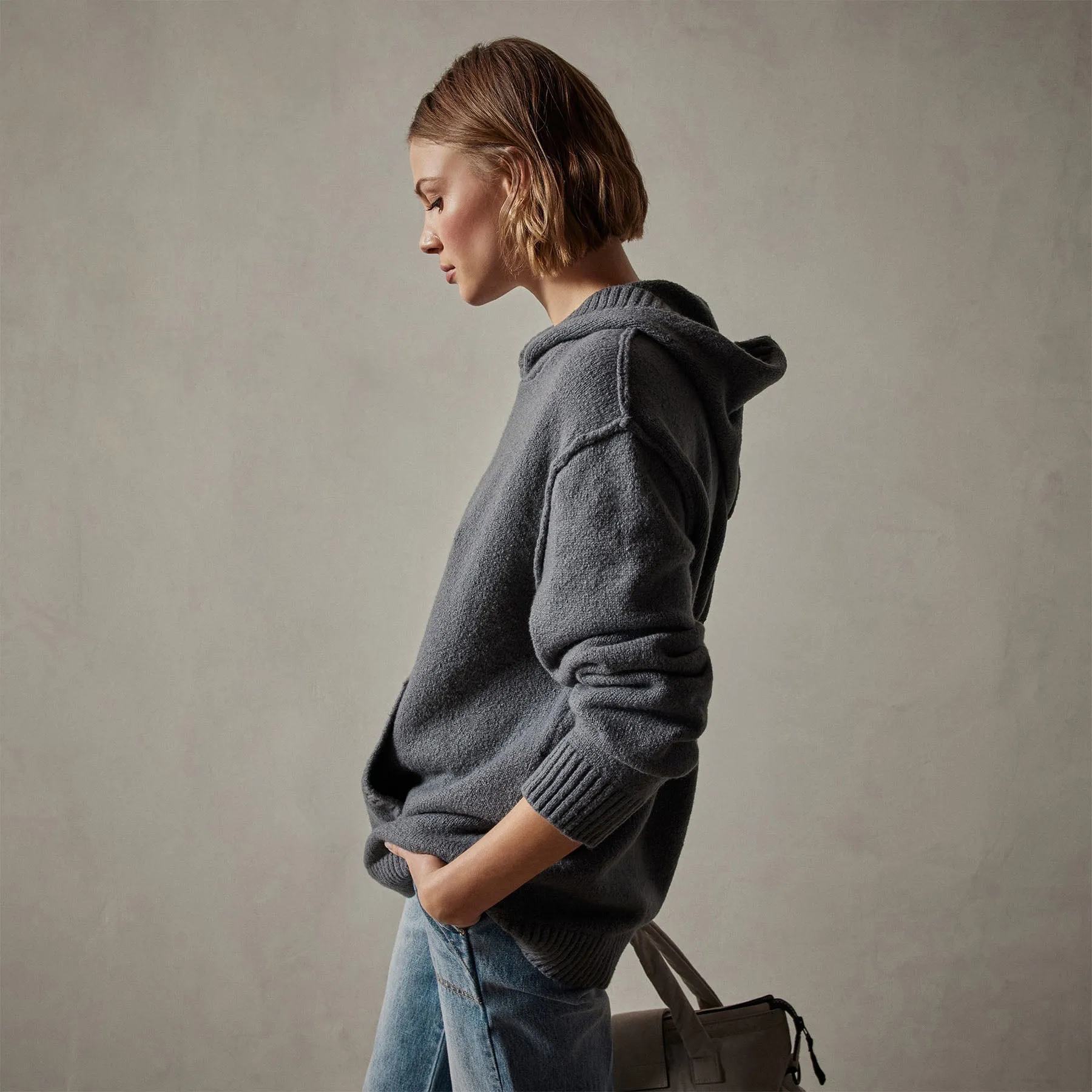 Cotton Cashmere Oversize Hoodie - Flint