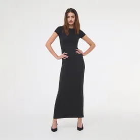 Crew Neck Short Sleeve Long Dress