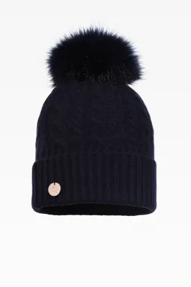 Eve Cable Pom Pom Hat - Faux Fur