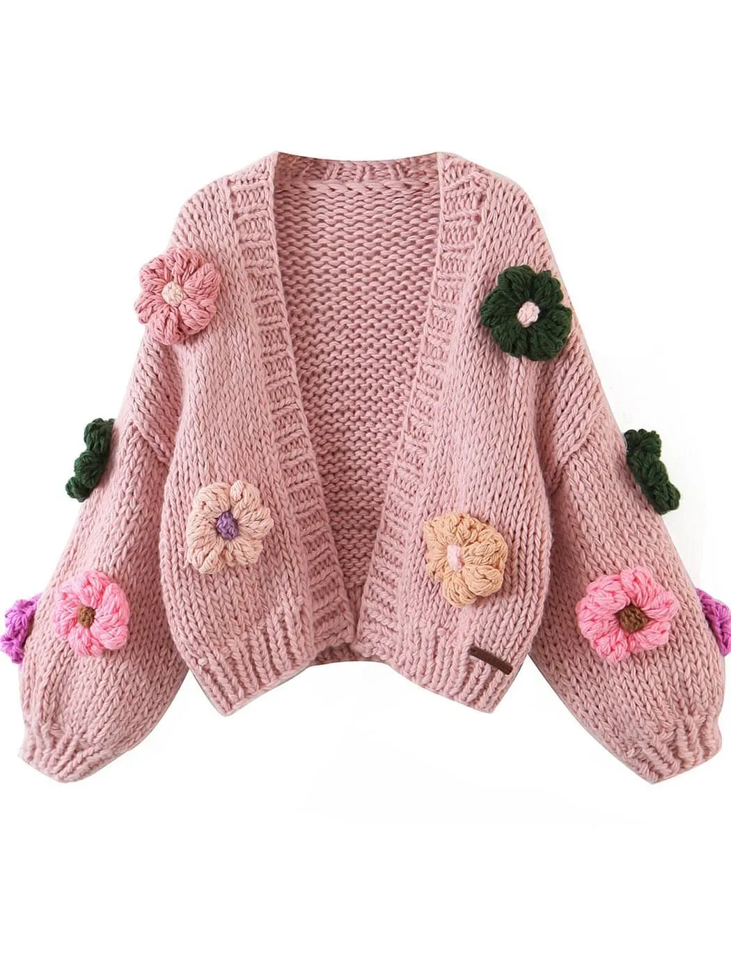 Floral Knitted Cozy Winter Sweater - Warm Loose Bohemian Style