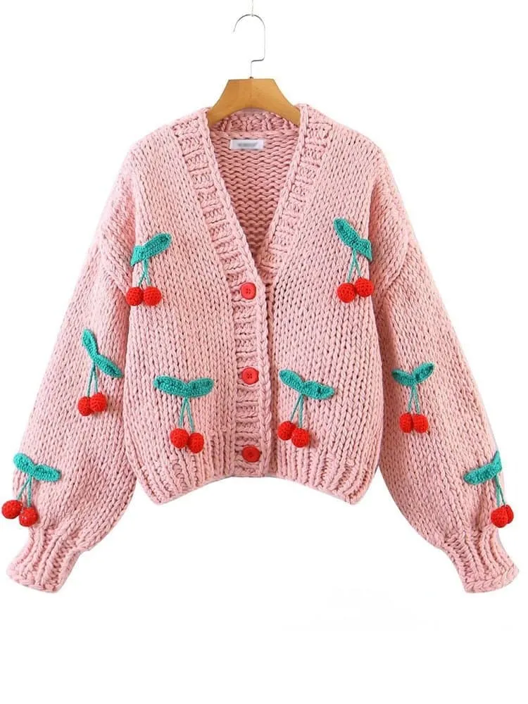 Floral Knitted Cozy Winter Sweater - Warm Loose Bohemian Style