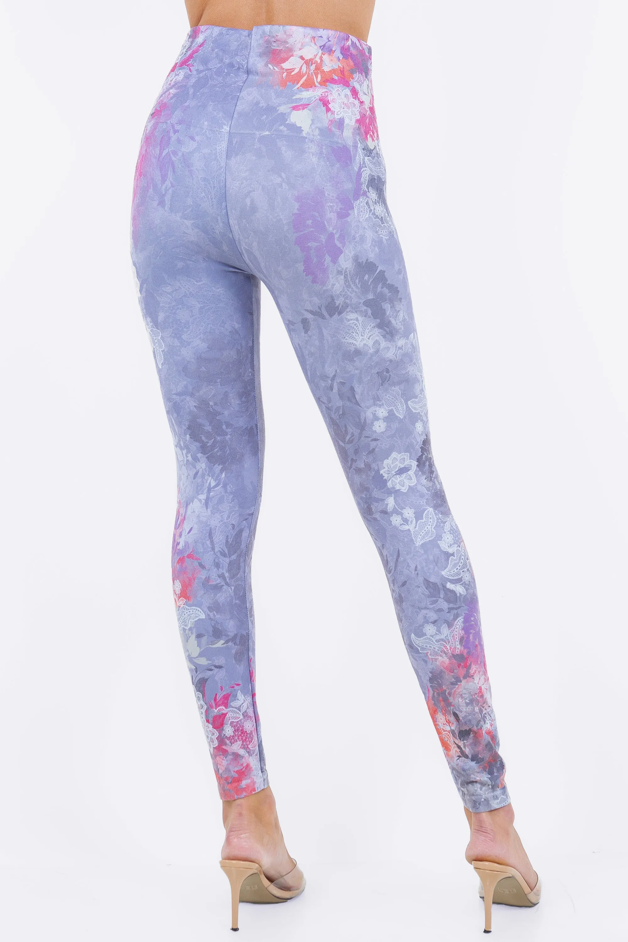 Floral Splash and Lace Printed Leggings