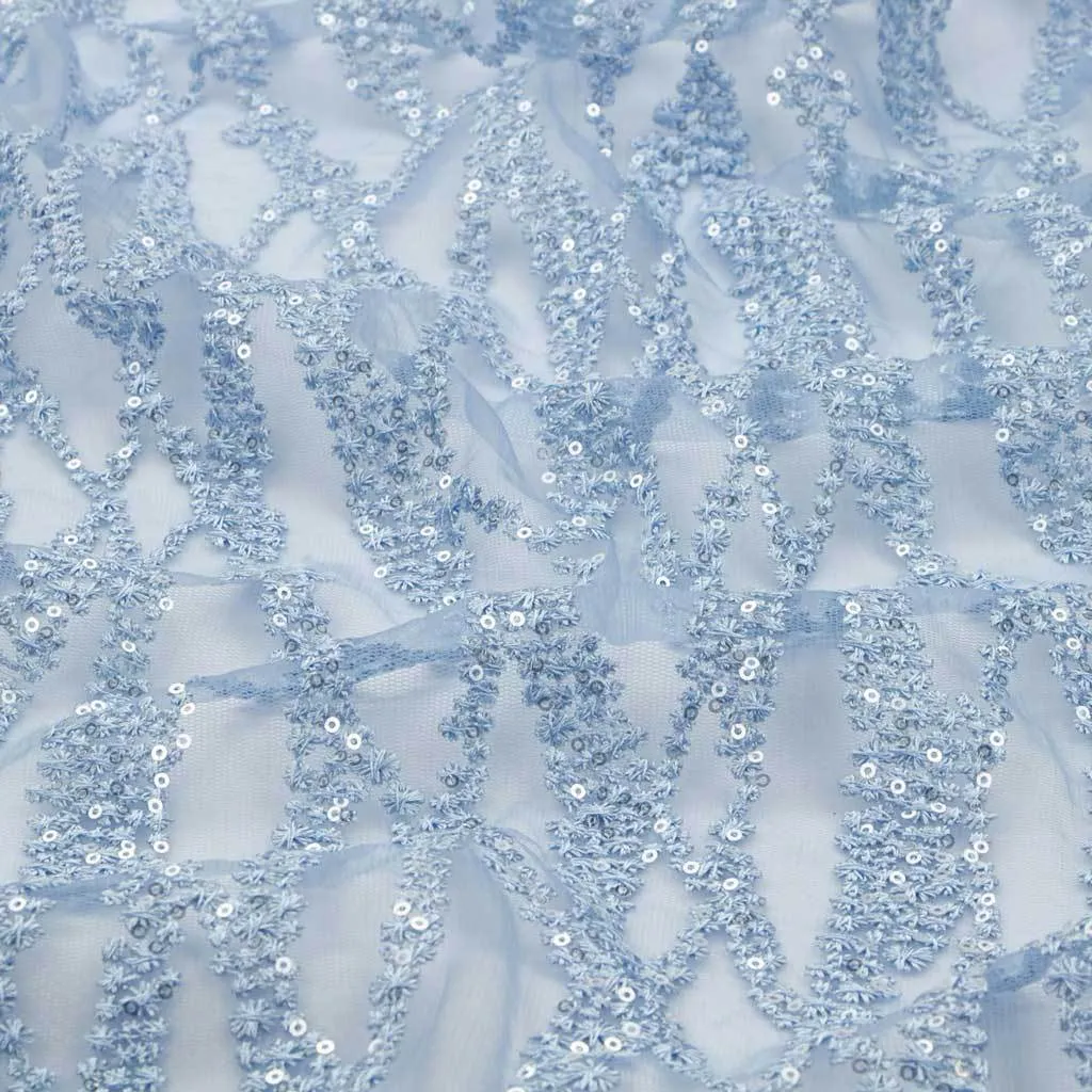 Forget Me Not Embroidered Mesh Fabric | Blue Moon Fabrics