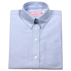 Girls Blue Oxford Blouse-Straight Hem