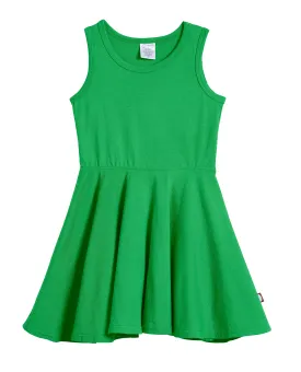 Girls Soft Cotton Jersey Twirly Tank Dress  | Elf Green