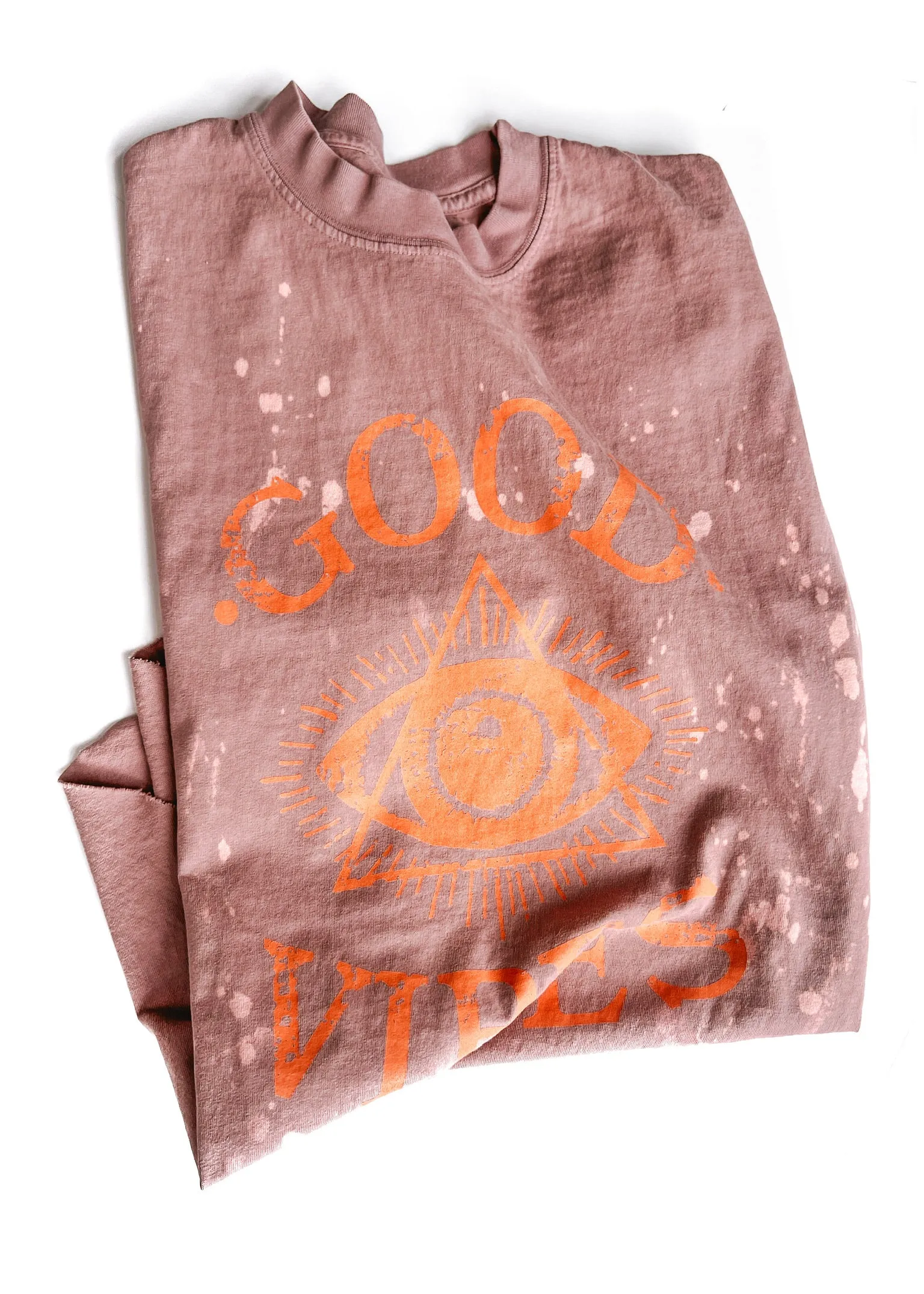 GOOD VIBES BLEACHED OUT SIDE SLIT TEE