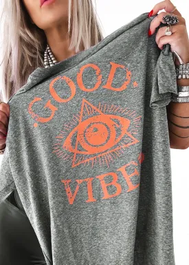 GOOD VIBES (PEACH) SIDE SLIT TEE