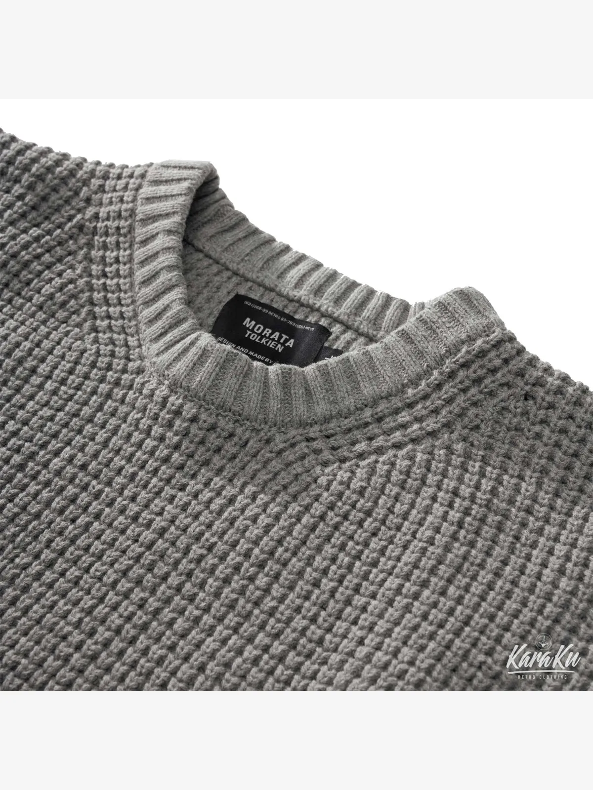 Heavyweight Waffle Crew Neck Knitted Sweater