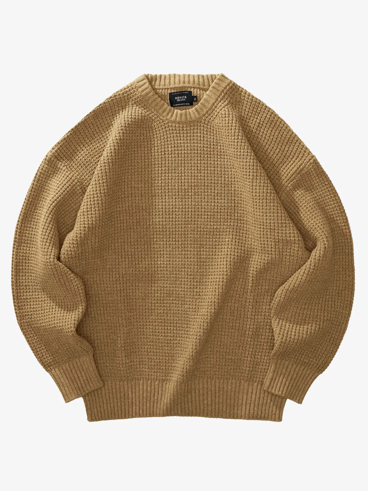 Heavyweight Waffle Crew Neck Knitted Sweater