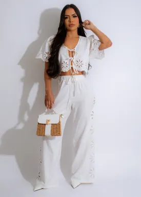 It Girl Linen Pant Set White