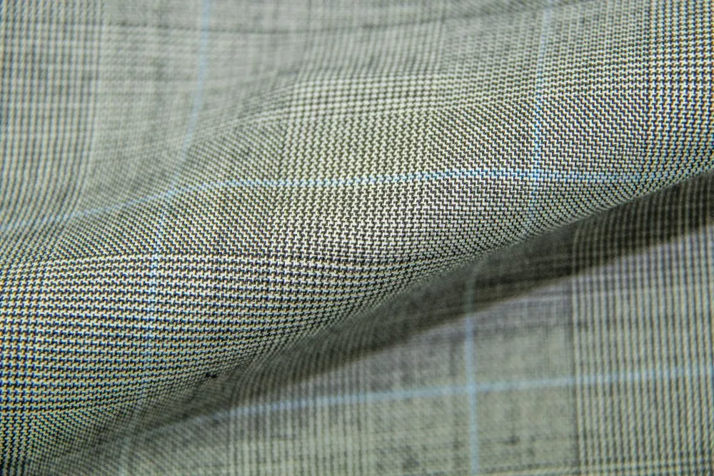 Light Grey Tram Plaid With Aqua Check