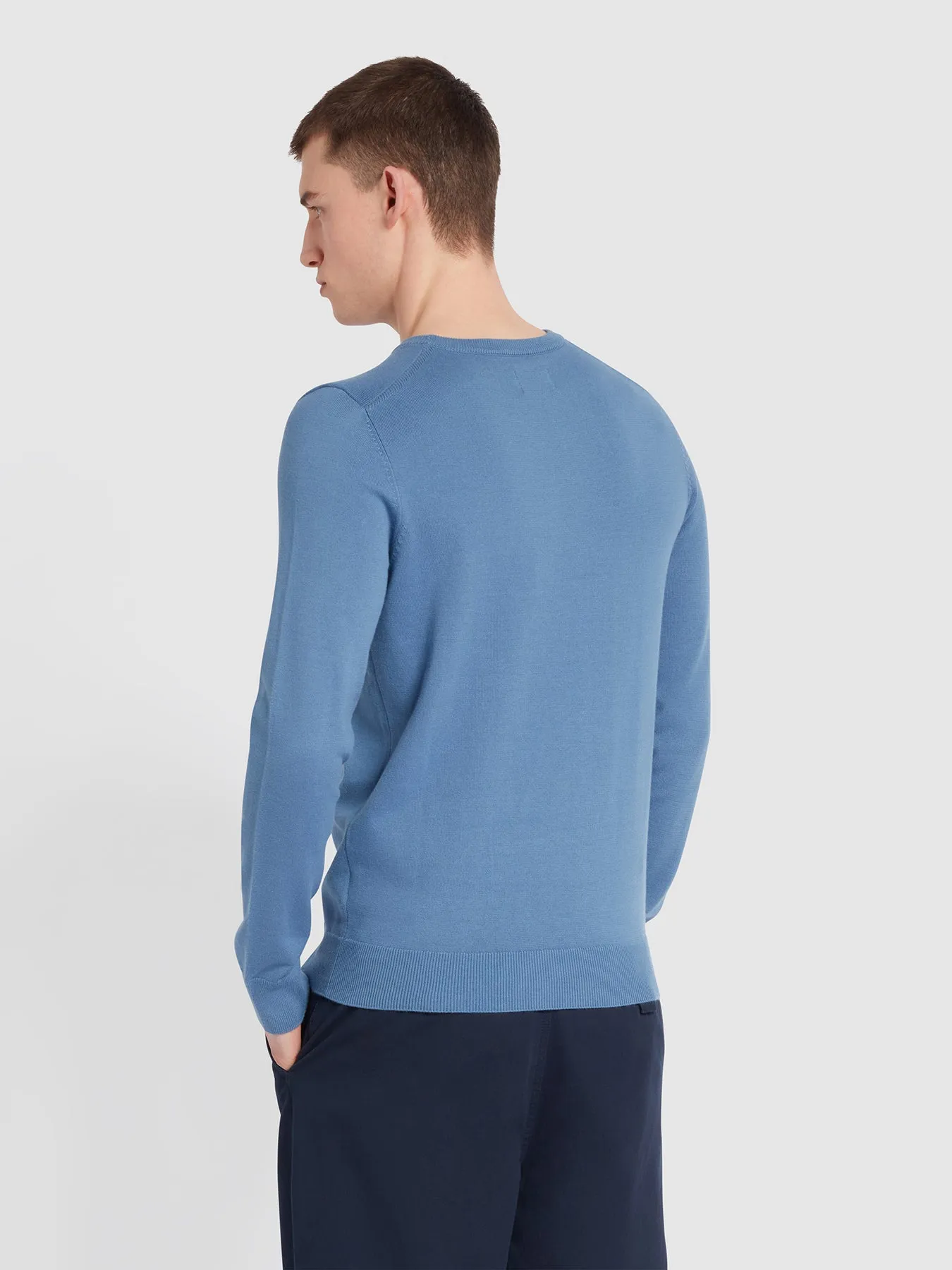 Mullen Cotton Crew Neck Jumper In Sheaf Blue