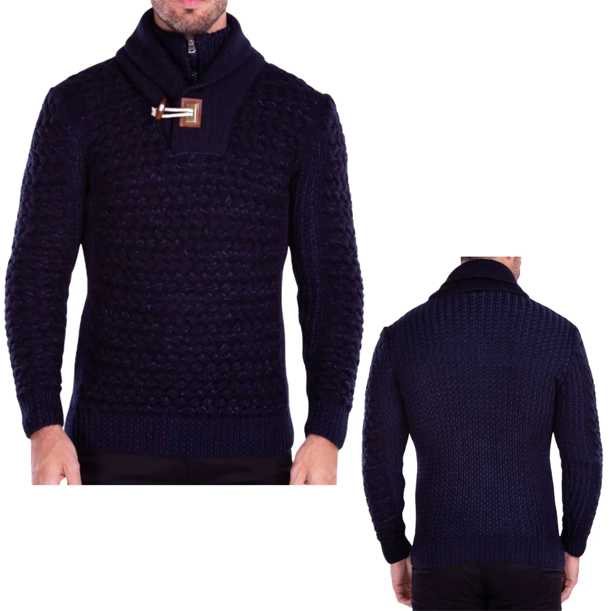 Navy Cowl Neck Men's Sweater