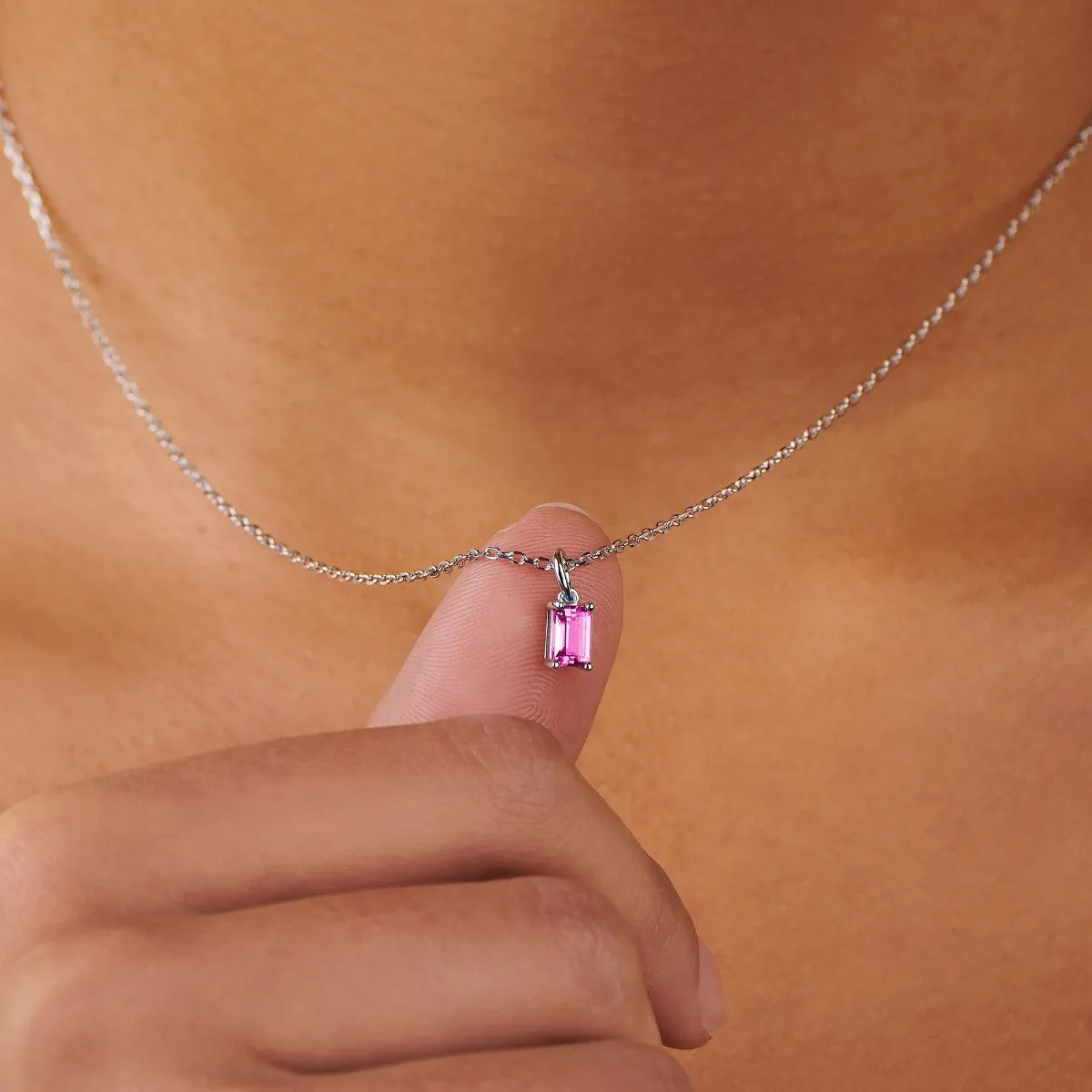 Pink Tourmaline Silver Charm