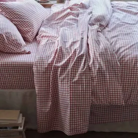 Red Dune Small Gingham Cotton Flat Sheet