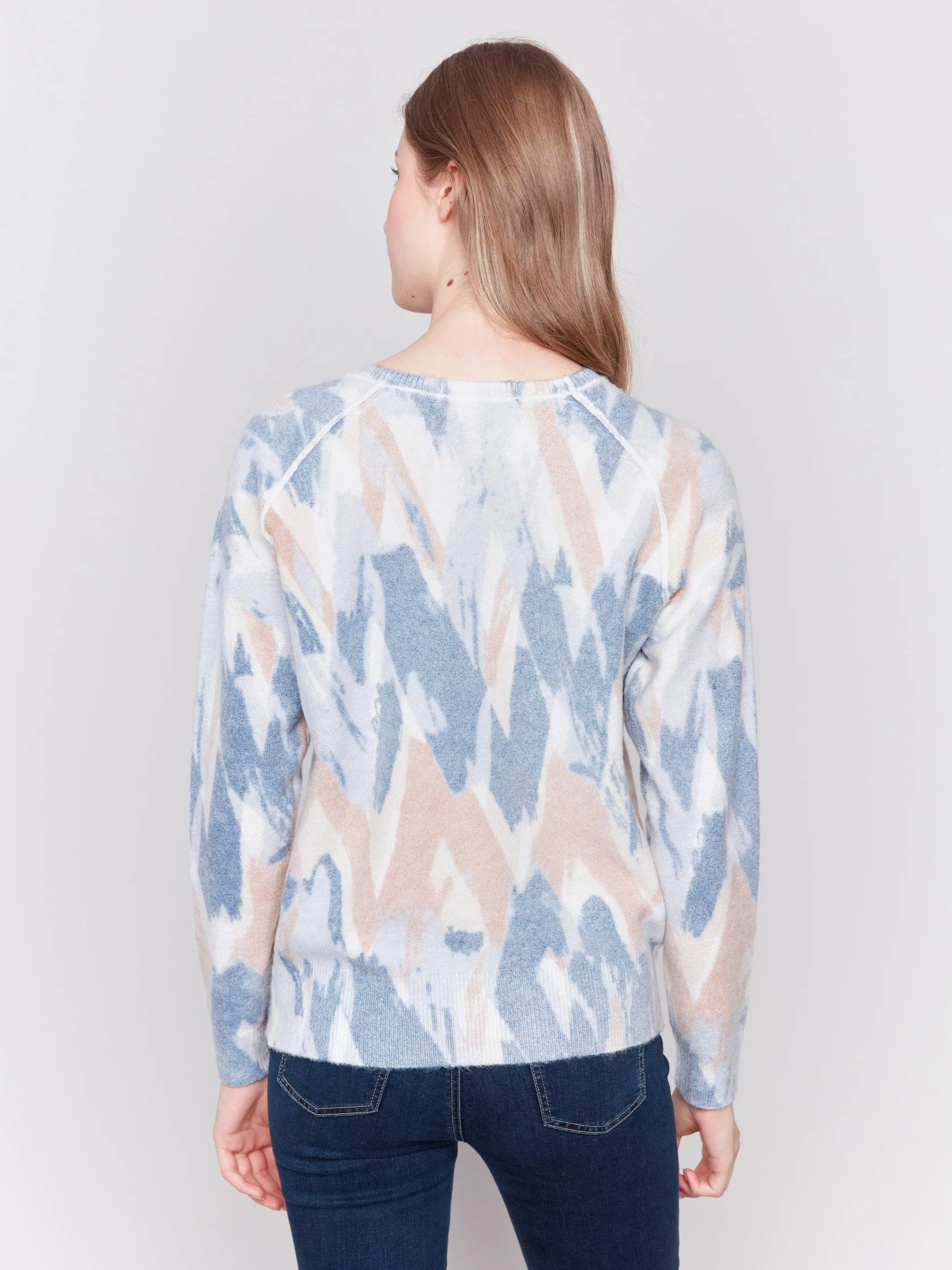 Reversible Printed Crew Neck Sweater - Truffle