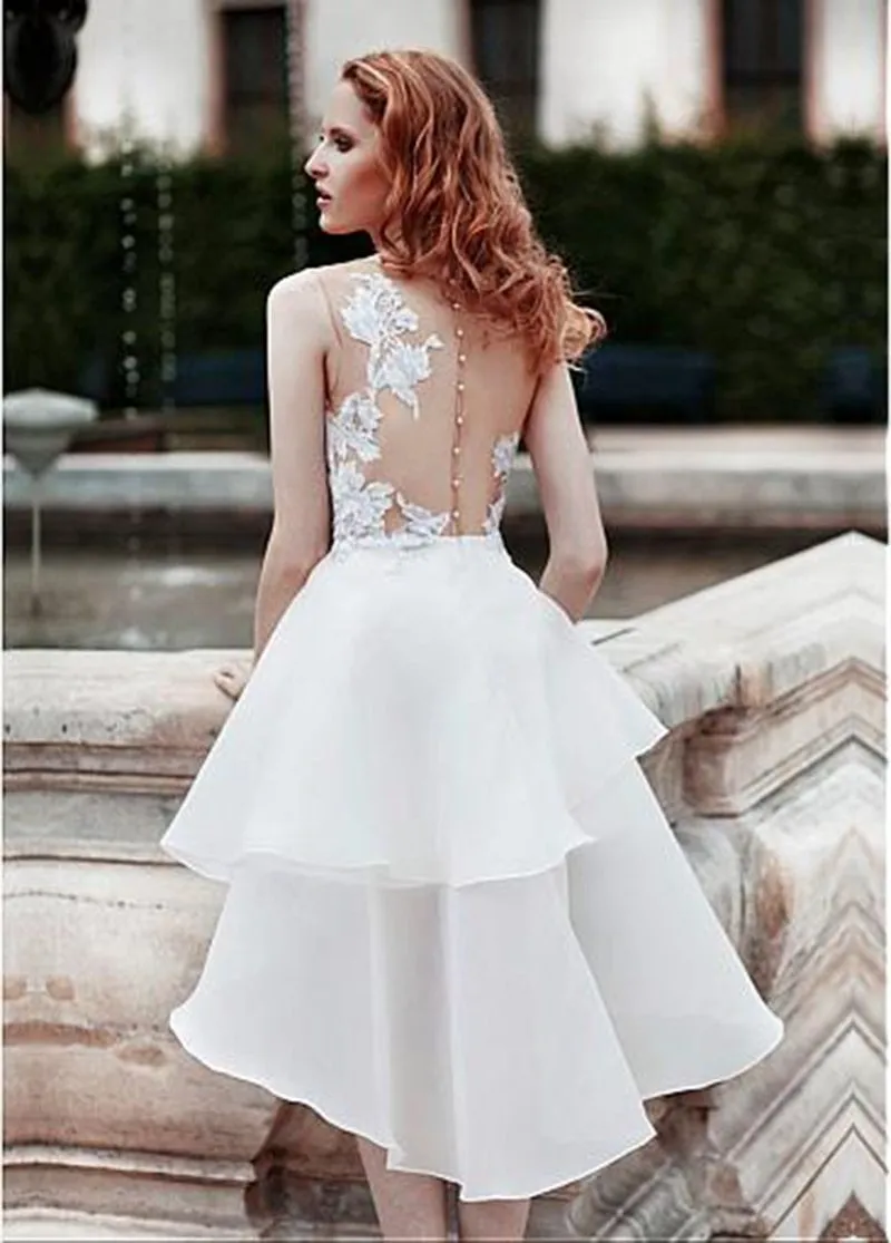 Short Hi-Lo Mini Beach Wedding Dress